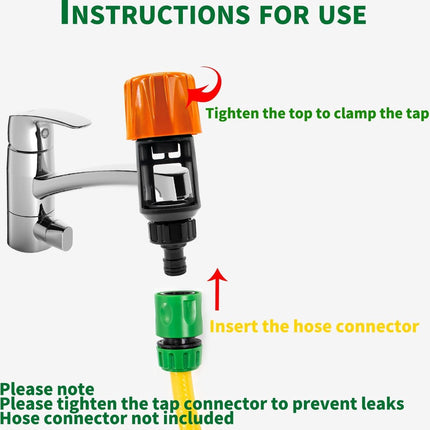 Garden Hose Coupling - 2 Pieces - Universal Kitchen / Bathroom Faucet to Garden Hose Adapter - ABS - Suitable for Hoses - Universal Water Thief - Garden - Orange - Sturdy & Durable.