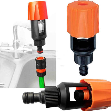 Garden Hose Coupling - 2 Pieces - Universal Kitchen / Bathroom Faucet to Garden Hose Adapter - ABS - Suitable for Hoses - Universal Water Thief - Garden - Orange - Sturdy & Durable.