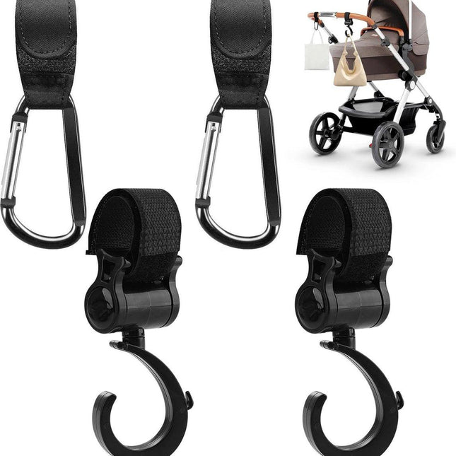 4 Stroller Bag Hooks - Bag Hook - Stroller Straps - Buggy Hook - Stroller Hooks - Multifunctional Velcro Hook - Large - Stroller Bag Hooks - Shopping Hook - Universal Bag Hook - Buggy Bag Hooks - Buggy Accessories.