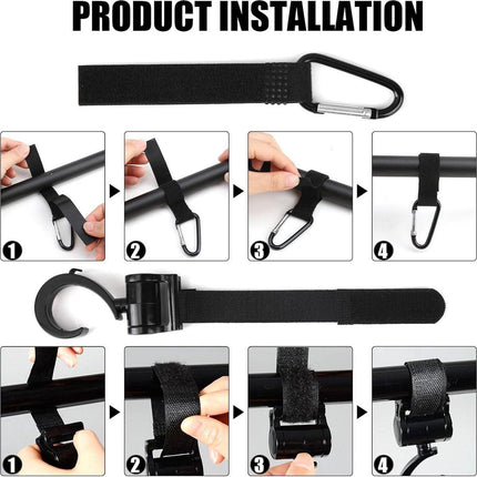 4 Stroller Bag Hooks - Bag Hook - Stroller Straps - Buggy Hook - Stroller Hooks - Multifunctional Velcro Hook - Large - Stroller Bag Hooks - Shopping Hook - Universal Bag Hook - Buggy Bag Hooks - Buggy Accessories.