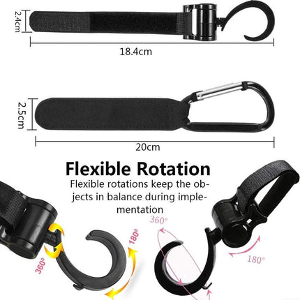 4 Stroller Bag Hooks - Bag Hook - Stroller Straps - Buggy Hook - Stroller Hooks - Multifunctional Velcro Hook - Large - Stroller Bag Hooks - Shopping Hook - Universal Bag Hook - Buggy Bag Hooks - Buggy Accessories.