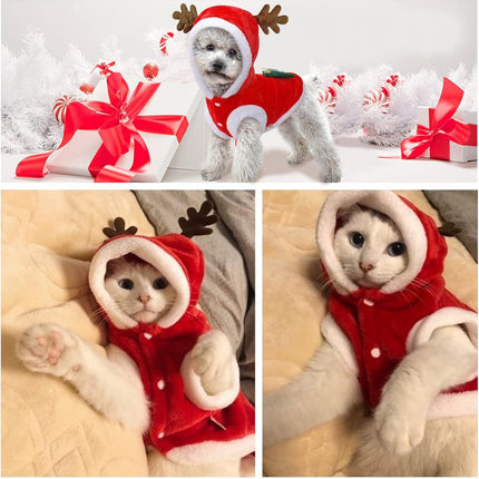 Dog Christmas Costume - Dog Christmas Costume - Hooded Dog Christmas Suit - Christmas Costume for Cats - Christmas Suit for Dogs and Cats - Size XS - Christmas Clothing for Dog or Cat - Dog Fancy Dress Costumes - Dog Clothing - Christmas Costume for Pets.