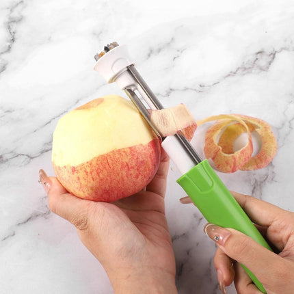 2-In-1 Apple Corer and Peeler - Sturdy Apple Slicer - Apple Corer 22x2 Cm - Stainless Steel Apple Pin - Core Remover - Kitchen Utensils - For Home Restaurants Kitchen Tools - Fruit Kernel Seed Remover Pear Fruit Corer - Green - 1 Piece - Apple Slicer / Co.