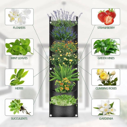 Vertical Garden - 1 Piece - 7 Spacious Compartments - 100 x 30 Cm - Grow Bag - Felt Grow Tray - Breathable - Wall Mounted - Hanging Plant Bag - Grow Bags - Plant Bags - Vegetable Garden - Planter - Gardening - Suitable For Flowers And Plants.