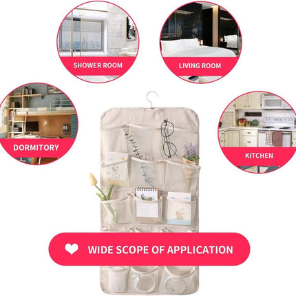 Bra Organizer - Double-Sided 12+18 Storage Pockets - Bra Divider for Closet - Hanging Underwear Divider - Beige - Hanging Storage Bag for Clothing - Clothing Organizer - Washable - Underwear / Socks / Shirts / Bra - Space Saving - 1 Piece.