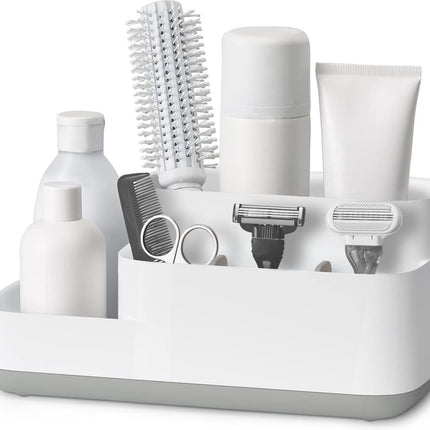 Toothbrush Holder - Toothbrush Organizer - Bathroom Organizer - 7 Sorting Compartments - Removable - With Drip Tray - Cosmetic Holder - Vanity Unit - Toothbrush - Freestanding - Bathroom Accessories - White - Durable.