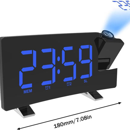 Alarm clock - radio - clock - Projection alarm clock - Digital alarm clock - Projection clock - Alarm clock radio - Clock radio - digital clock - projection clock - 360 degrees - LED - Adjustable brightness - Loud enough - for bedroom / living room / offi.