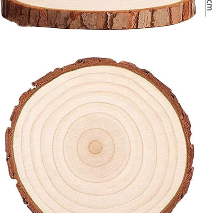 20 Tree Trunk Slices - Round Tree Trunk Slices - Natural Wooden Tree - No Holes - Christmas - Christmas Decoration - Wedding Decoration - DIY - Diameter 9-10 cm - Thickness 1 cm.