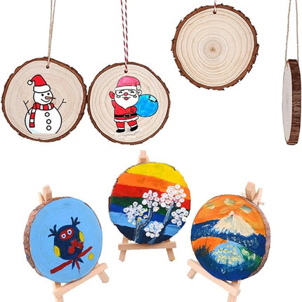 20 Tree Trunk Slices - Round Tree Trunk Slices - Natural Wooden Tree - No Holes - Christmas - Christmas Decoration - Wedding Decoration - DIY - Diameter 9-10 cm - Thickness 1 cm.
