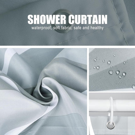 Anti-Mold Shower Curtain - Shower Curtain - Waterproof - 120x180 Cm - Waterproof Washable Anti-Mold Polyester Shower Curtains - Grey - With 8 Shower Curtain Hooks.