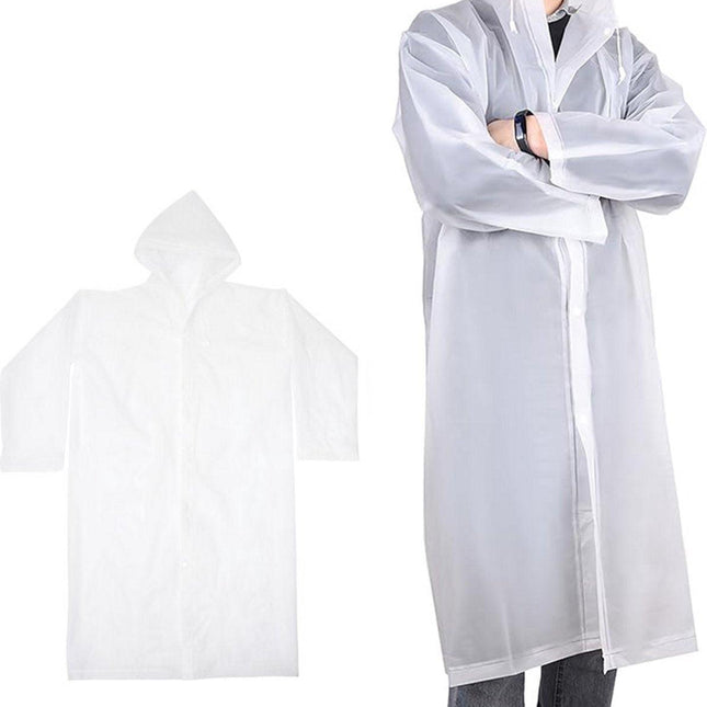 Rain Ponchos - Reusable Rain Poncho for Adults (Transparent EVA) - Raincoat - Rain Cape - Mackintosh for Camping - Suitable for Hiking, Festivals, Cycling, Motorcycle - Unisex - Lightweight - Waterproof - 1 piece.