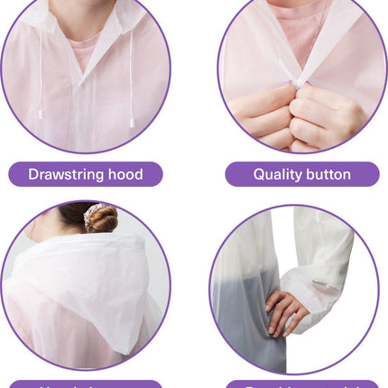 Rain Ponchos - Reusable Rain Poncho for Adults (Transparent EVA) - Raincoat - Rain Cape - Mackintosh for Camping - Suitable for Hiking, Festivals, Cycling, Motorcycle - Unisex - Lightweight - Waterproof - 1 piece.