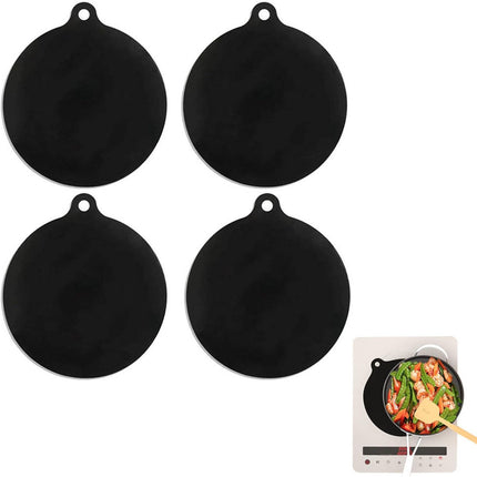 Induction Protector Set - 4 Pieces - 22cm - Pan Protectors - Induction Cover Plate - Cooktop Cover Plate - Round Induction Mats - Heat Resistant Up to 230 ºC - BPA-Free - Non-Slip - Dishwasher Safe - Pan Coaster - Coaster - Black.