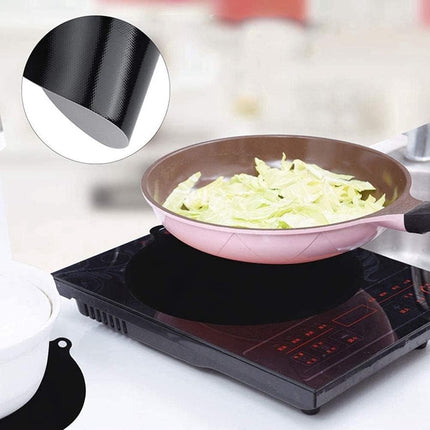 Induction Protector Set - 4 Pieces - 22cm - Pan Protectors - Induction Cover Plate - Cooktop Cover Plate - Round Induction Mats - Heat Resistant Up to 230 ºC - BPA-Free - Non-Slip - Dishwasher Safe - Pan Coaster - Coaster - Black.
