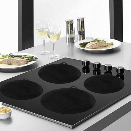 Induction Protector Set - 4 Pieces - 22cm - Pan Protectors - Induction Cover Plate - Cooktop Cover Plate - Round Induction Mats - Heat Resistant Up to 230 ºC - BPA-Free - Non-Slip - Dishwasher Safe - Pan Coaster - Coaster - Black.