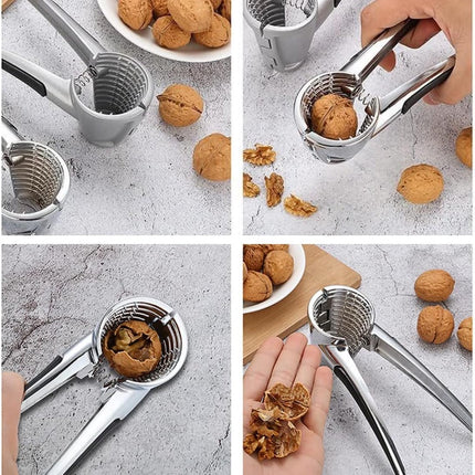 Nutcracker - Walnut Cracker - Multifunctional Nutcracker - Conical Nutcracker - Nutcracker Tongs - Non-slip Handle - For All Types of Nuts - Silver.