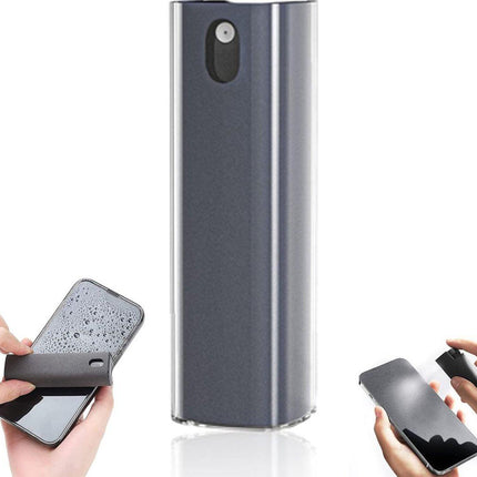 Screen Cleaner - Refillable - 2 In 1 Screen Cleaner - Monitor Cleaner - Screen Spray - Cleaning Spray - Cleaning Spray - Microfiber Cloth - Cleaner for Smartphone, Tablet, and Laptop Screens - Travel Kit - Cleaning Kit - Gray.