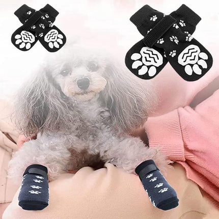 Size S 13.5 x 4.5 x 5.5cm - 2 Pairs Pet Socks - Non-Slip Dog Socks - Breathable - Adjustable - Dog Shoes Paw Protector Socks for Dogs - Velcro Closure - Pet Paw Protector - Fashionable and Functional Paw Protection.