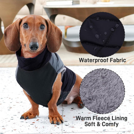 Dog Coat - Dog Raincoat - Dog Sweater - Warm Dog Windproof Coat - Waterproof Dog Winter Coat - Lined Dog Coat with Zipper - Size XS - Extra Warm - Coat - Pet Clothing - Black - Suitable for Dogs Indoors and Outdoors Camping Walking.