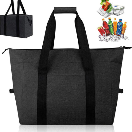 Cooler Bags - Lunch Bag - Foldable Cooler Bag - 20 L - 30x27x19 Cm - Insulation - 300D Oxford Cloth - Handle Strap - Cooler Bag - Lunch Bag - Insulated Cooler Bag - Picnic Bag - Cooler Lunch Bag - Handbag - Shopping Bag - Black - Sustainable.