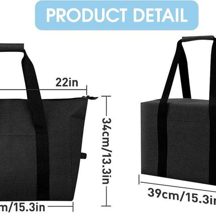 Cooler Bags - Lunch Bag - Foldable Cooler Bag - 20 L - 30x27x19 Cm - Insulation - 300D Oxford Cloth - Handle Strap - Cooler Bag - Lunch Bag - Insulated Cooler Bag - Picnic Bag - Cooler Lunch Bag - Handbag - Shopping Bag - Black - Sustainable.