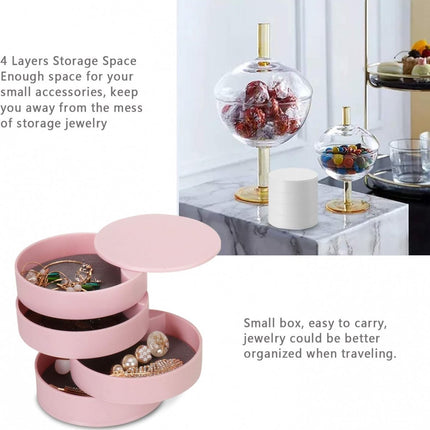 Jewelry Box - Jewel Case - 4 Tiers - Small Jewelry Box - Jewelry Pouch - Jewelry Storage Box - Jewelry Box - Jewelry Organizer - Watch Box - Bijouterie Box - Small Jewel Chest - Jewelry Holder - Suitable For Watches And Jewelry - Pink.