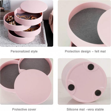Jewelry Box - Jewel Case - 4 Tiers - Small Jewelry Box - Jewelry Pouch - Jewelry Storage Box - Jewelry Box - Jewelry Organizer - Watch Box - Bijouterie Box - Small Jewel Chest - Jewelry Holder - Suitable For Watches And Jewelry - Pink.
