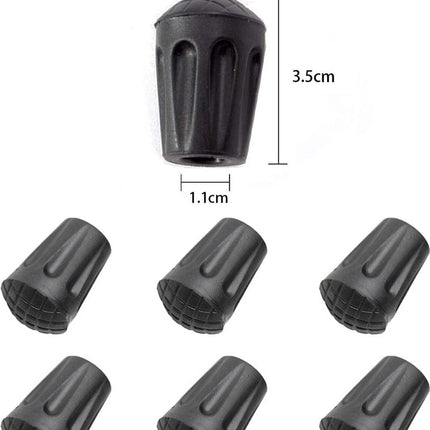 Nordic Walking Tips - 6 Pieces - Walking Stick Tips - Crutch Tips - Nordic Walking Pads - Nordic Walking Cane Tips - Round Nordic Footings - Trekking Pole Tips - Replacement Tips - End Stop - Walking Stick Base - Easy to Install - Black.