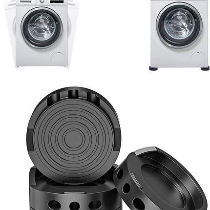 Vibration Dampers Washing Machine / Dryer - Set of 4 Pieces - Extra Thick - Stackable - Washing Machine Dampers - Washing Machine Riser - Dryer Feet - Suitable for Washing Machine and Dryer - Non-Slip Rubber - Black.