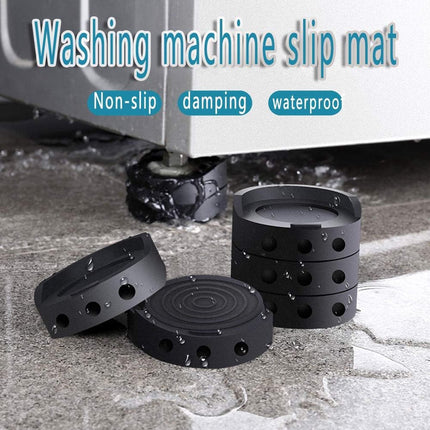 Vibration Dampers Washing Machine / Dryer - Set of 4 Pieces - Extra Thick - Stackable - Washing Machine Dampers - Washing Machine Riser - Dryer Feet - Suitable for Washing Machine and Dryer - Non-Slip Rubber - Black.