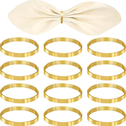 12 pieces gold metal napkin rings - elegant napkin ring - Christmas napkin rings - boho round gold napkin ring for weddings - party dinner - anniversary table decoration.