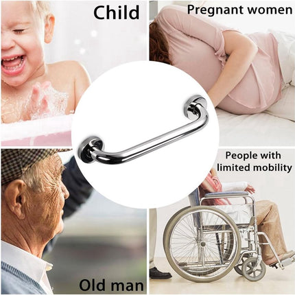 Wall Grab Bar - Extra Grip - 30cm - Handle / Wall Grip for Bathroom / Shower / Toilet - Toilet Grab Bar - Bath Grab Bar - Shower Grab Bar - Non-Slip Grab Bar - Kitchen - Stairs - Kitchen Cabinet Handle - Safety Grip - Screws Included.