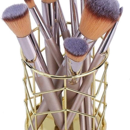 Pen Tray - Pen Holder - Pen Tray - Desk Organizer - Desk Organizer - Desk - Metal - Round - Gold - 2 Pieces.