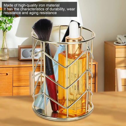 Pen Tray - Pen Holder - Pen Tray - Desk Organizer - Desk Organizer - Desk - Metal - Round - Gold - 2 Pieces.