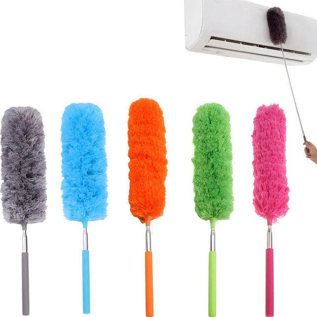 Telescopic Feather Duster - 5-Piece Cleaning Set - Feather Duster Extendable Up to 85 Cm - Cobweb Brush with Telescopic Handle - Duster - Dust Brush - Washable Microfiber - Rotatable - Electrostatic Adsorption - Hard-to-Reach Places.