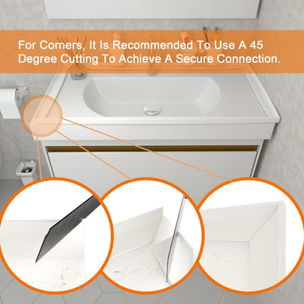 Water Threshold 200cm White - Shower Thresholds - Self-Adhesive Shower Water Barrier - Compact - Sanitary Water Stopper - Shower Threshold - Water Stopper - Shower - Bath - Leakage - Water Barrier - Mold - Sanitary - Anti-Water Strip - Foldable Shower Wat.