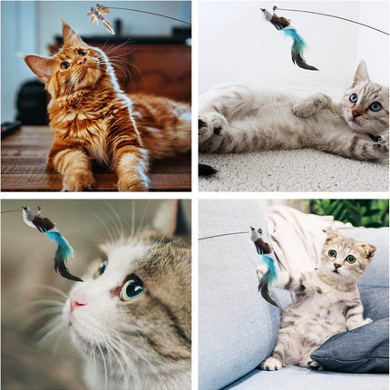 Toy Fishing Rod for Cats - Cat Play Rod - Cat Fishing Rod - 2 Extra Spring Heads - With Suction Cup Base - Interactive Cat Toy - Cat Toy - Cat Toys - Cat Troublemaker - Cat Toys.