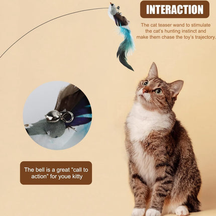 Toy Fishing Rod for Cats - Cat Play Rod - Cat Fishing Rod - 2 Extra Spring Heads - With Suction Cup Base - Interactive Cat Toy - Cat Toy - Cat Toys - Cat Troublemaker - Cat Toys.