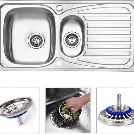 Kitchen Sink Drain Plug 80 mm - 2 Pieces Basket Plug - Sink Strainer Drain Stopper for the Kitchen - Stainless Steel - Universal - Drain Stopper - Sink Strainer - Sink Strainer - Sink Plug - Strainer - Unclog - Washbasin - No Blockage.