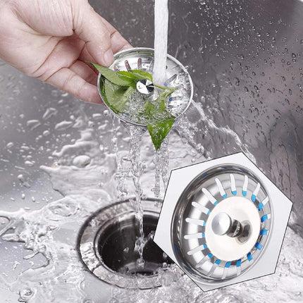 Kitchen Sink Drain Plug 80 mm - 2 Pieces Basket Plug - Sink Strainer Drain Stopper for the Kitchen - Stainless Steel - Universal - Drain Stopper - Sink Strainer - Sink Strainer - Sink Plug - Strainer - Unclog - Washbasin - No Blockage.