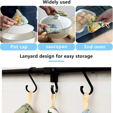 Heat-Resistant Pot Holder - 3 Pieces - Oven Mitt Glove - Anti-Hot Gloves - Microwave Glove - Pot Clips - Kitchen Cooking Gadget - Thicker - Triangle - Kitchen - Kitchen Stuff - For BBQ / Cooking / Baking / Microwave / Grilling.