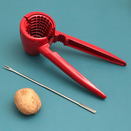 Nutcracker - Walnut Cracker - Nutcracker - Walnut Tongs - Kitchen Tongs Cutting Tool - Ideal for Walnuts and Hazelnuts - With Non-Slip Grip - For All Types of Nuts - Metal - 17 Cm - Red.