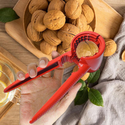 Nutcracker - Walnut Cracker - Nutcracker - Walnut Tongs - Kitchen Tongs Cutting Tool - Ideal for Walnuts and Hazelnuts - With Non-Slip Grip - For All Types of Nuts - Metal - 17 Cm - Red.
