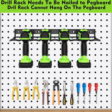 Tool Storage - Storage Rack - Wall Mount - Tool Rack - Tool Holder - 4 Slots - For 4 Power Tools - Tool Storage and Organization - Organizer For Garage, Tool Room - 1 Piece - Metal - Black.