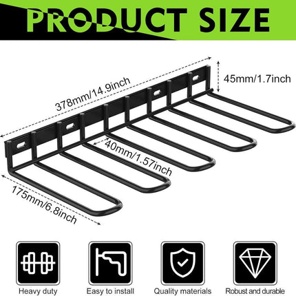 Tool Storage - Storage Rack - Wall Mount - Tool Rack - Tool Holder - 4 Slots - For 4 Power Tools - Tool Storage and Organization - Organizer For Garage, Tool Room - 1 Piece - Metal - Black.