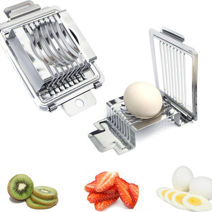 Egg Slicer - Multifunctional Egg Slicer - Stainless Steel - Mushroom Slicer - Dishwasher Safe - Slicer - Dicer - Kitchen Cutter - Hanging Holes - Anti-Slip - Gift Idea.