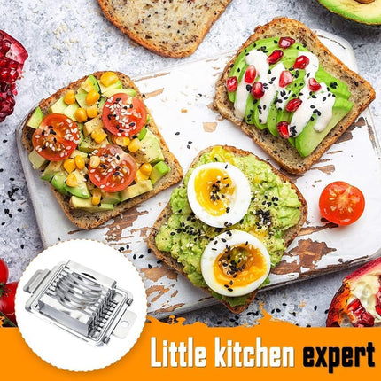 Egg Slicer - Multifunctional Egg Slicer - Stainless Steel - Mushroom Slicer - Dishwasher Safe - Slicer - Dicer - Kitchen Cutter - Hanging Holes - Anti-Slip - Gift Idea.