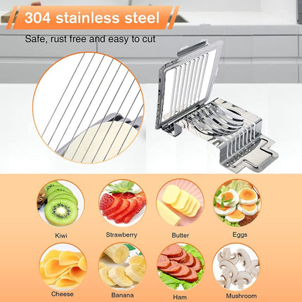 Egg Slicer - Multifunctional Egg Slicer - Stainless Steel - Mushroom Slicer - Dishwasher Safe - Slicer - Dicer - Kitchen Cutter - Hanging Holes - Anti-Slip - Gift Idea.