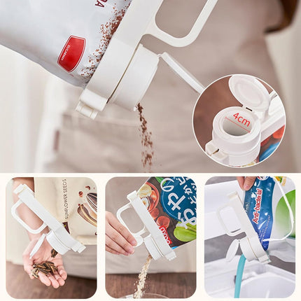 Freshness Clips with Pouring Spout - Bag Sealer - Freshness Clips - Sealing Clips - Bag Sealing Clamp Pouring Spout - Food Sealing - Keep Fresh - Food Bag Clips with Pouring Spouts - For Kitchen Food Storage Bag - White - 1 Piece.
