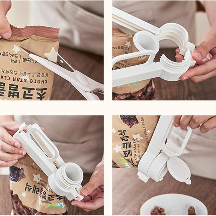 Freshness Clips with Pouring Spout - Bag Sealer - Freshness Clips - Sealing Clips - Bag Sealing Clamp Pouring Spout - Food Sealing - Keep Fresh - Food Bag Clips with Pouring Spouts - For Kitchen Food Storage Bag - White - 1 Piece.
